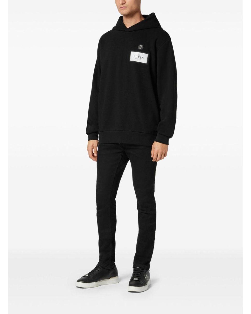 Philipp Plein Black Long Sleeve Hoodie for men