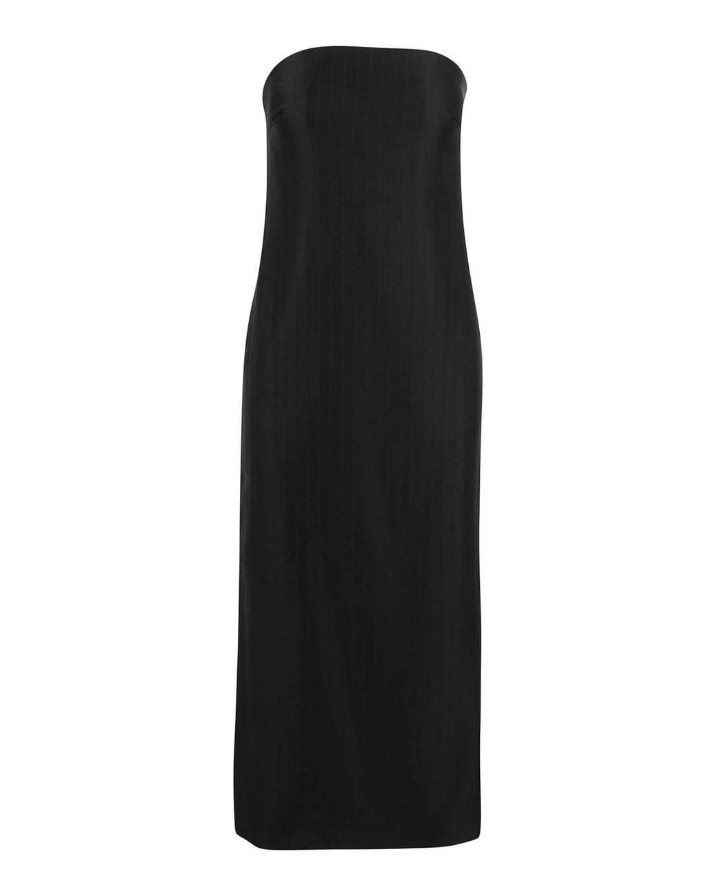 Loulou de Saison Black Pinstriped Bustier Dress