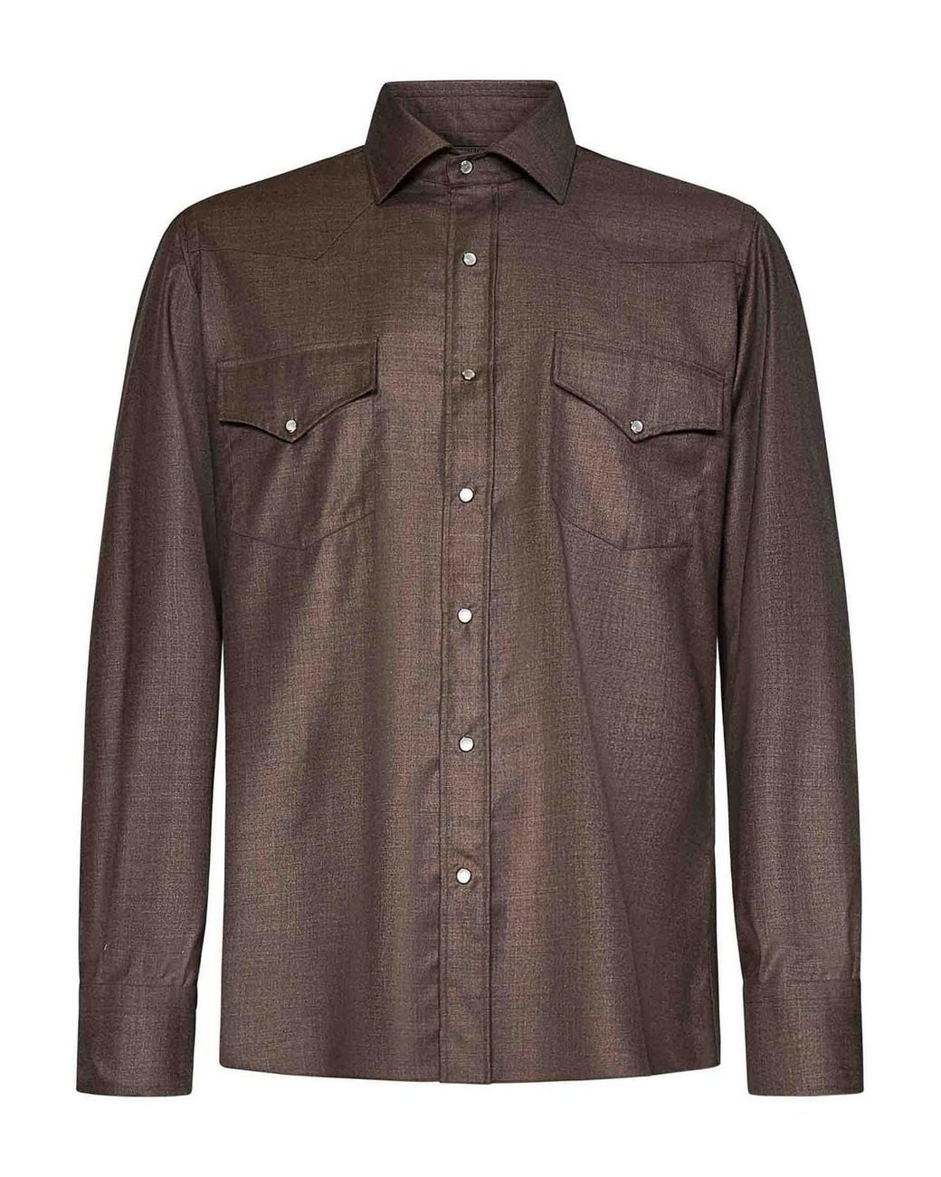 Franzese Collection Brown Model Western Shirt for men