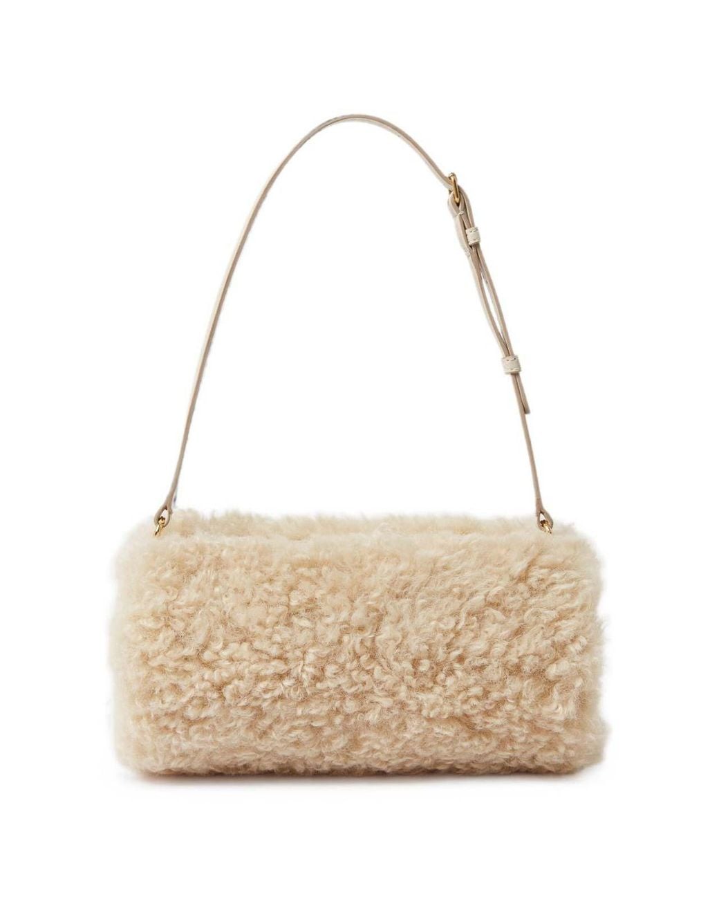 Stella McCartney Natural Stella Logo Shearling Pouch