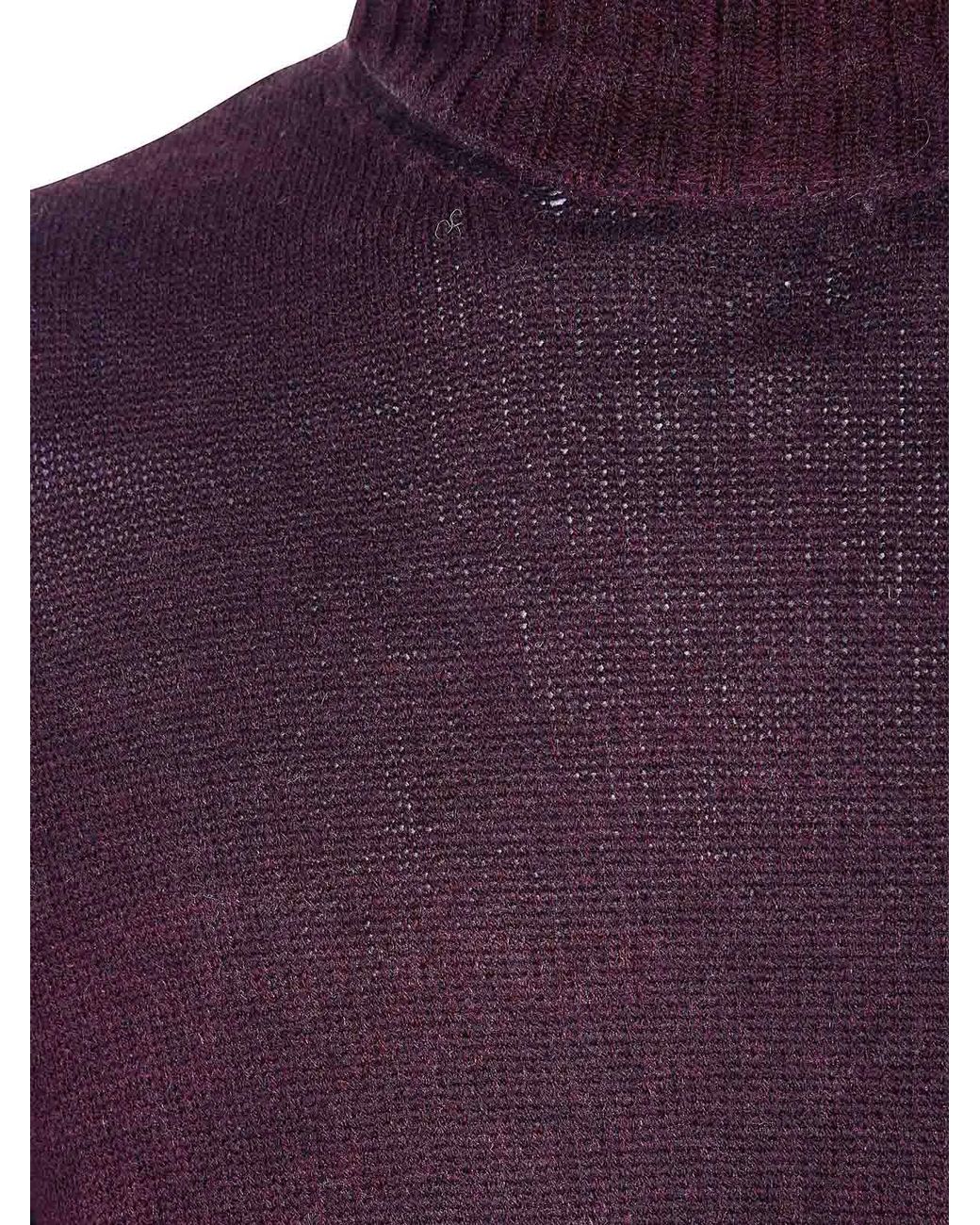 Avant Toi Purple Cashmere And Wool High Neck Pullover for men