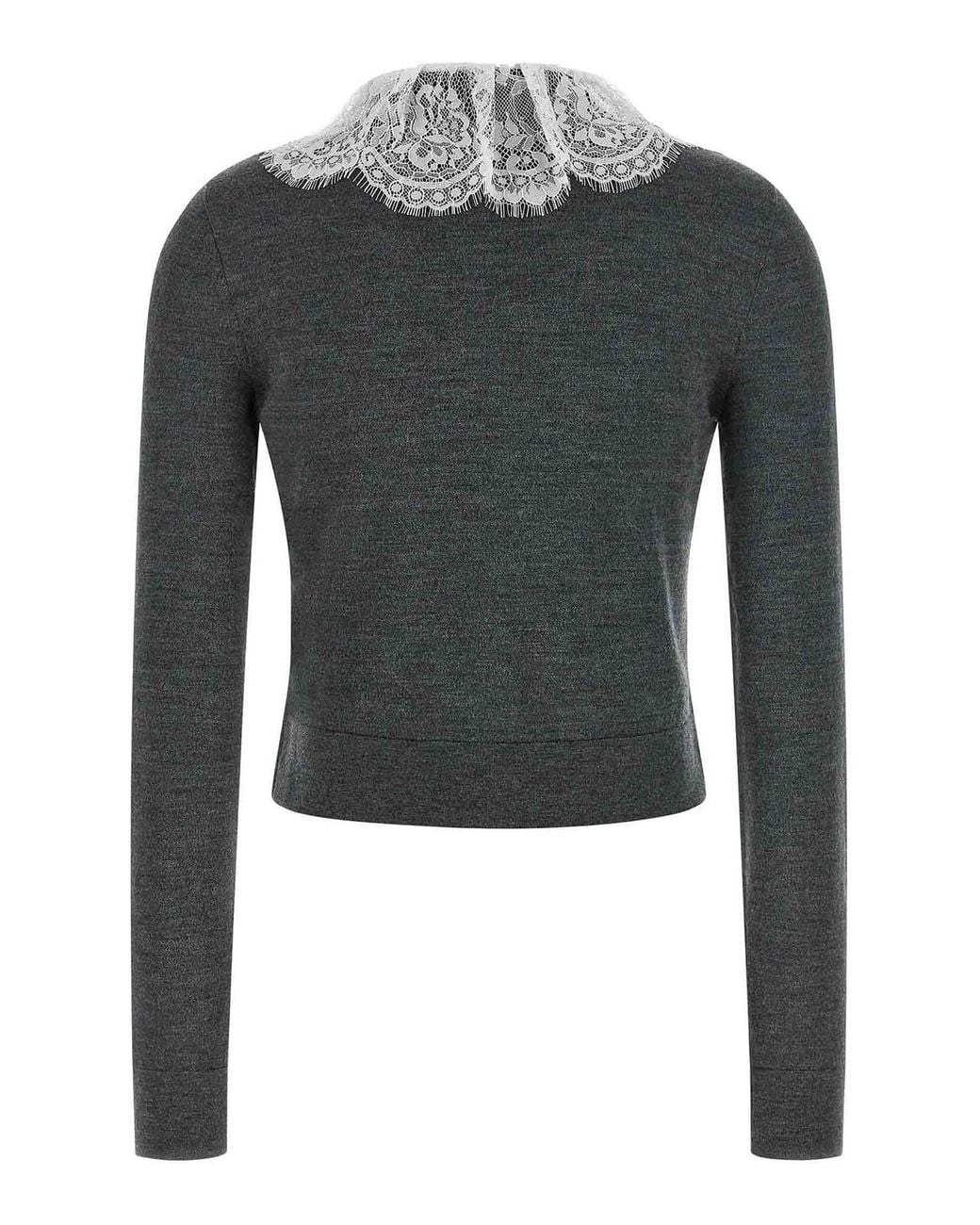 Self-Portrait Black Lace Collar Knit' Cardigan