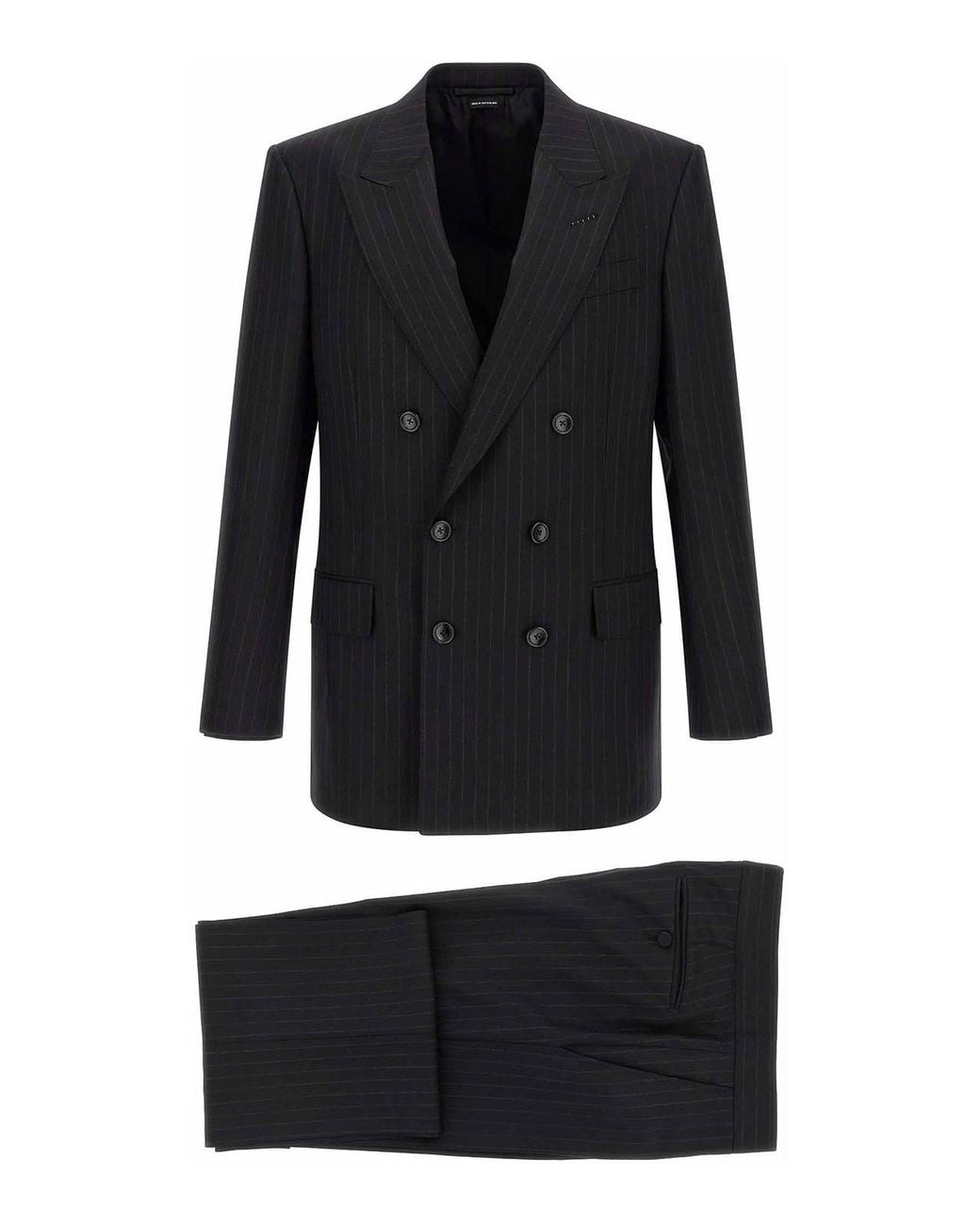 Tom Ford Black Pinstriped Double-Breasted Dress for men