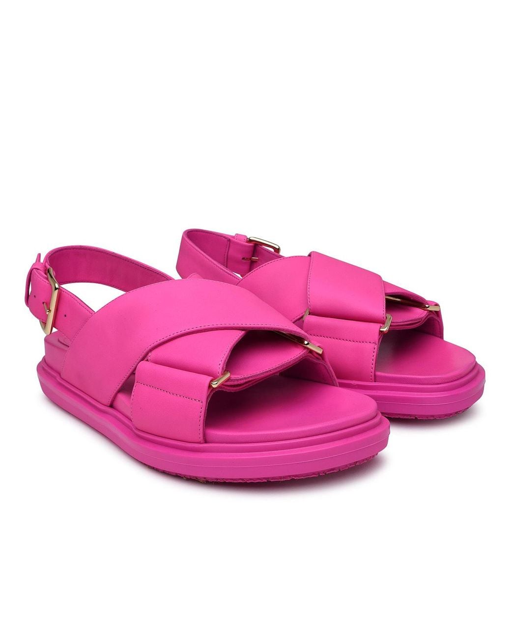 Marni Pink Fussbet Leather Sandals