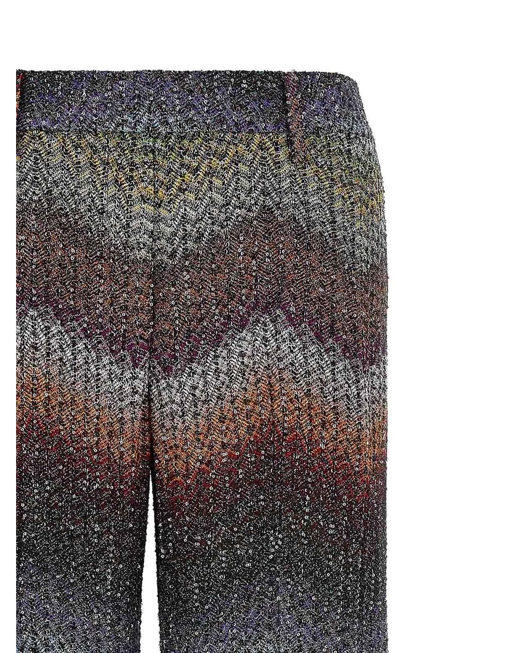 Missoni Gray Zigzag Lam Viscose Pants