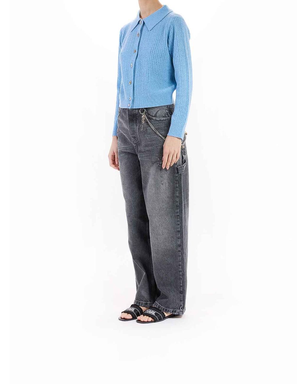 Marc Jacobs Blue Cableknit Charm Cardigan