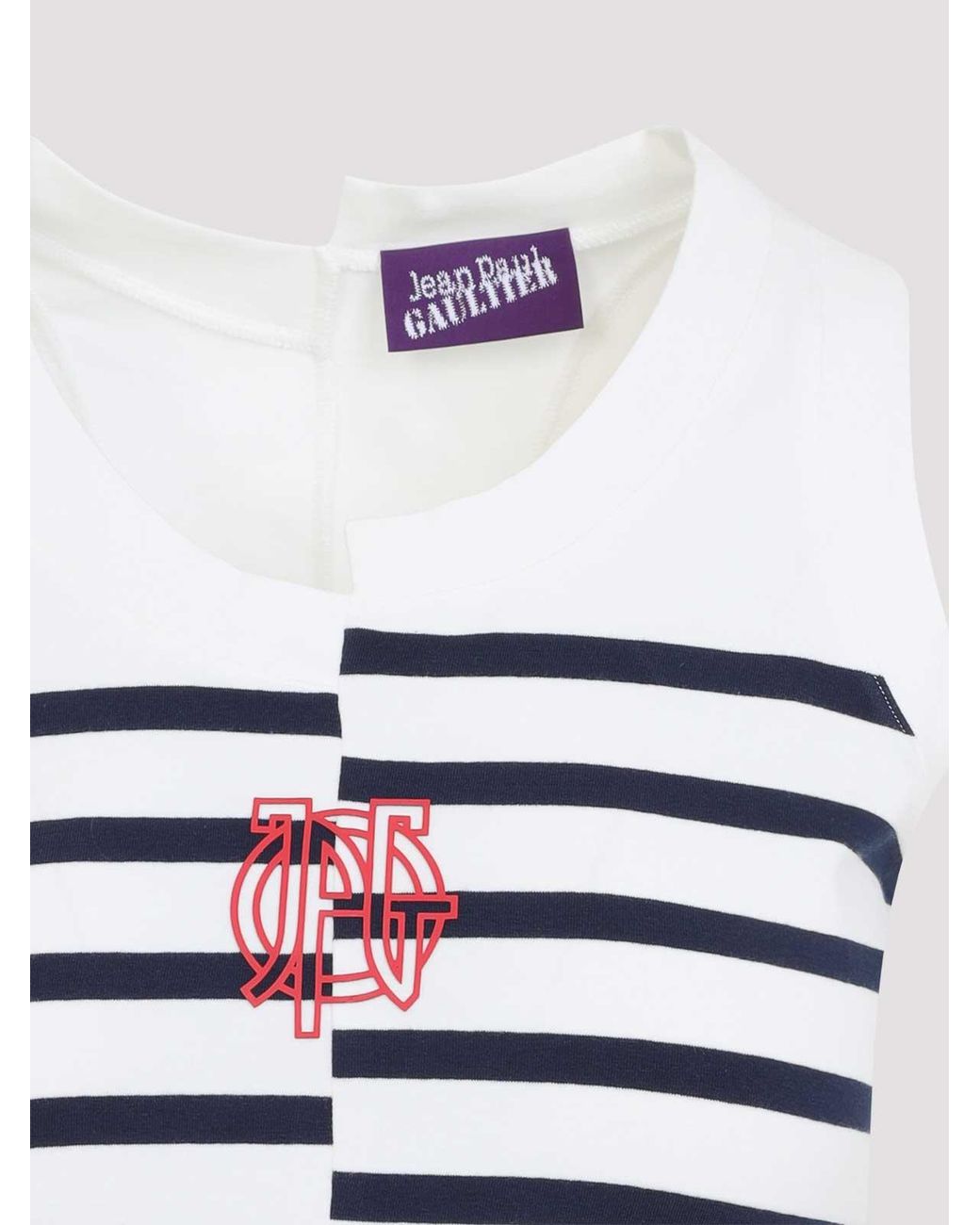 Jean Paul Gaultier White Stretch Cotton Asymetric Tank Top