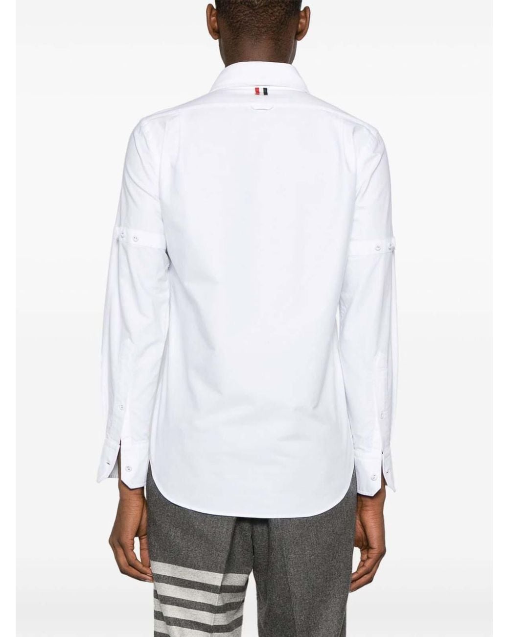 Thom Browne White Armband-Detail Cotton Shirt for men