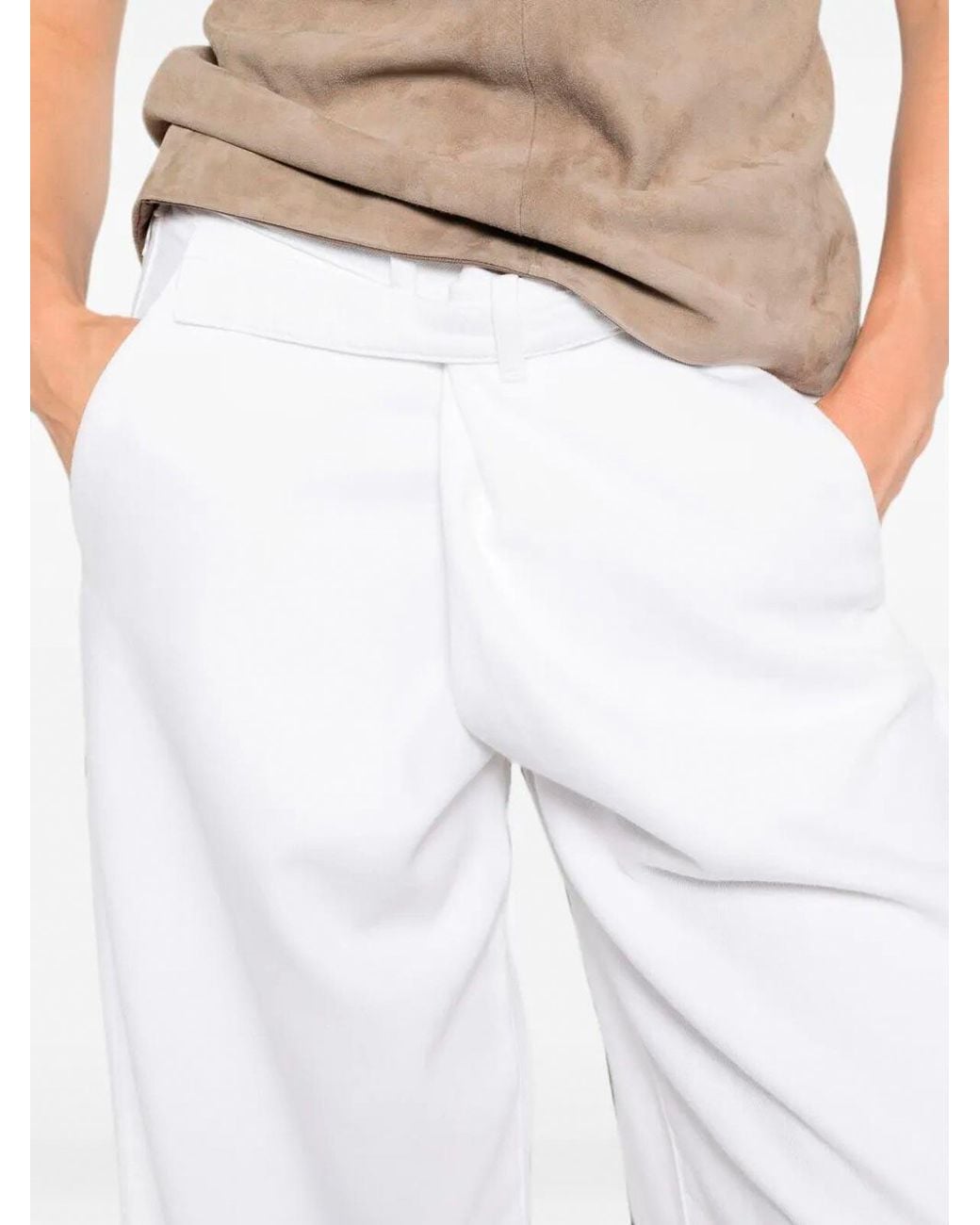 DARKPARK White Gaia Wide-Leg Belted Tencel Denim
