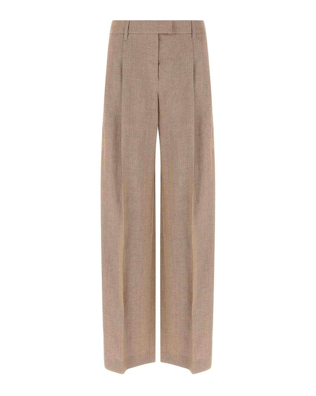 Brunello Cucinelli Natural Loose Pleated Pants
