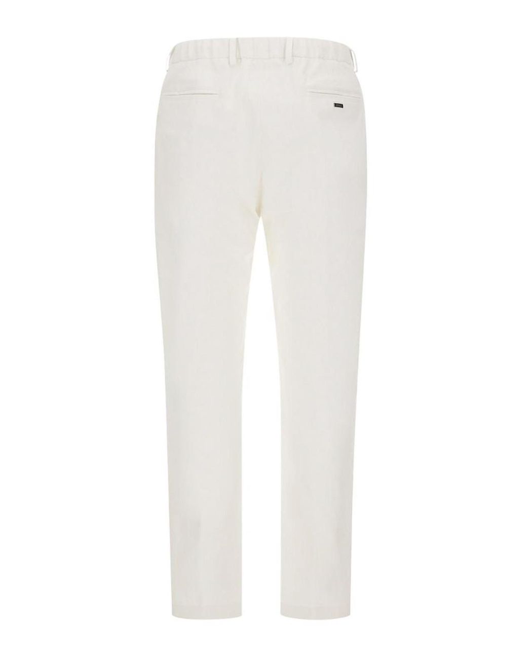 Herno White Stretch Twill Trousers for men