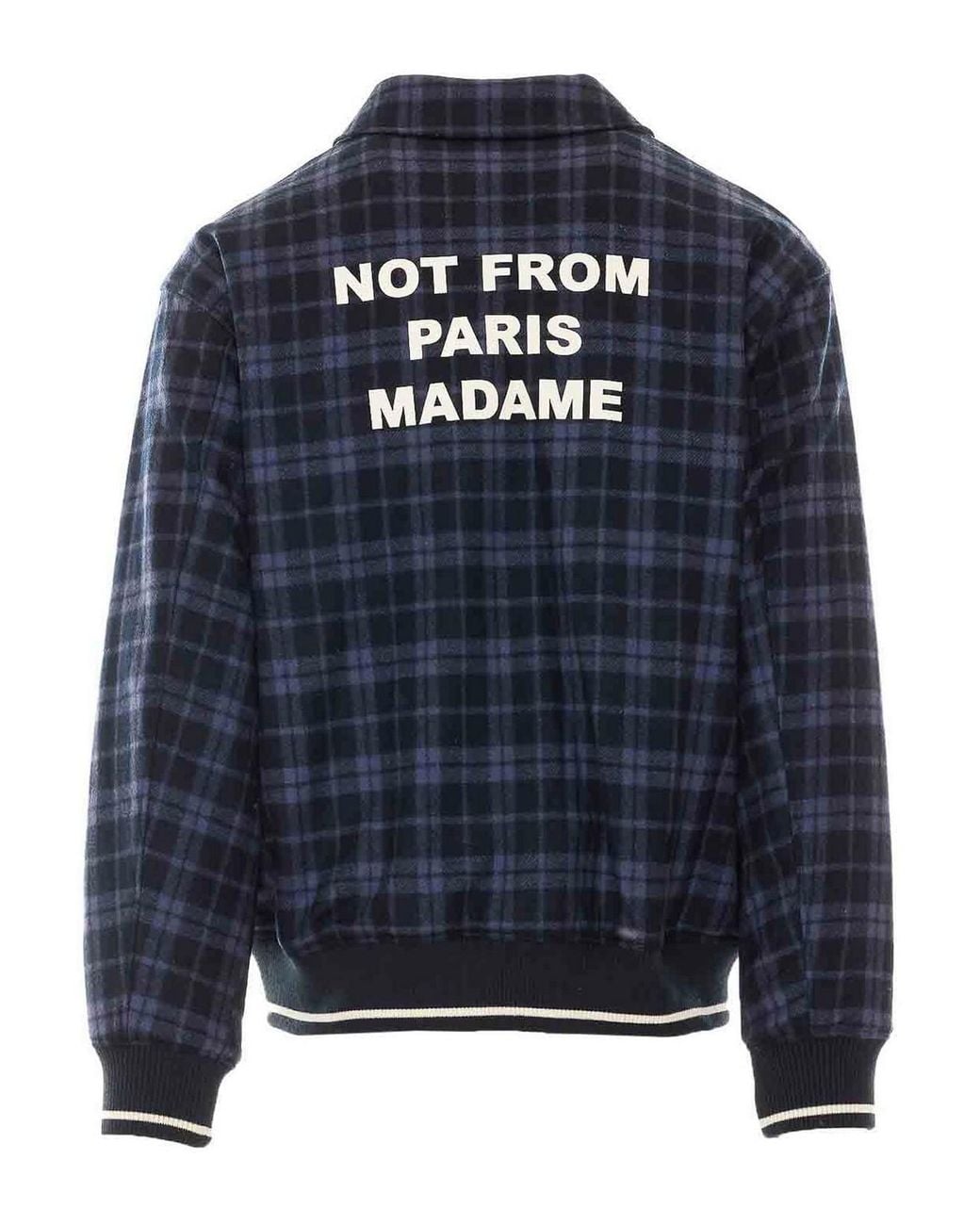 Drole de Monsieur Blue Check Flannel Slogan Jacket for men