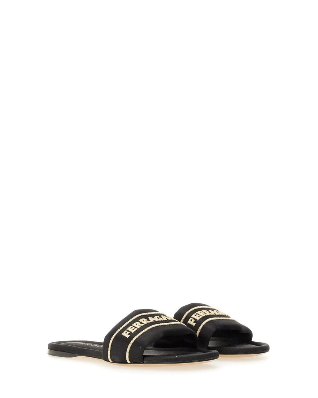 Ferragamo White Slide Sandal With Logo