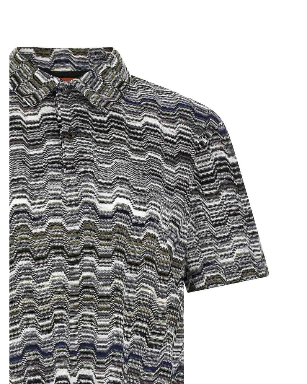 Missoni Gray Irregular Zigzag Polo Shirt for men
