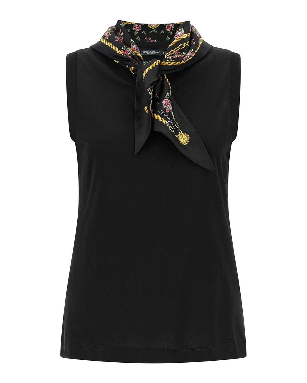Dolce & Gabbana Black T-Shirt With Scarf