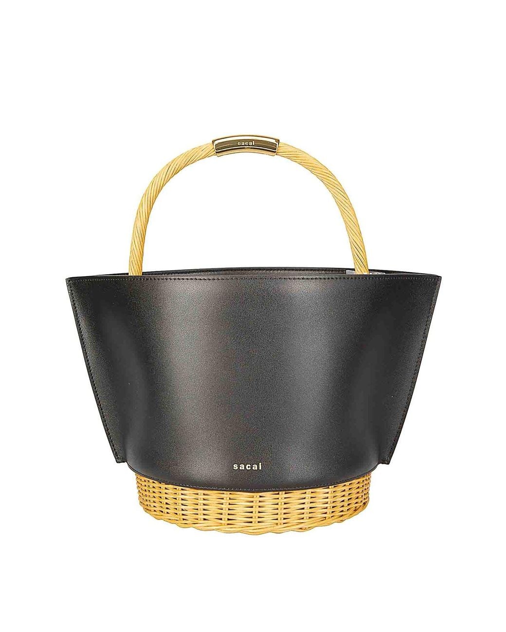 Sacai Gray Leather X Rattan Basket Medium