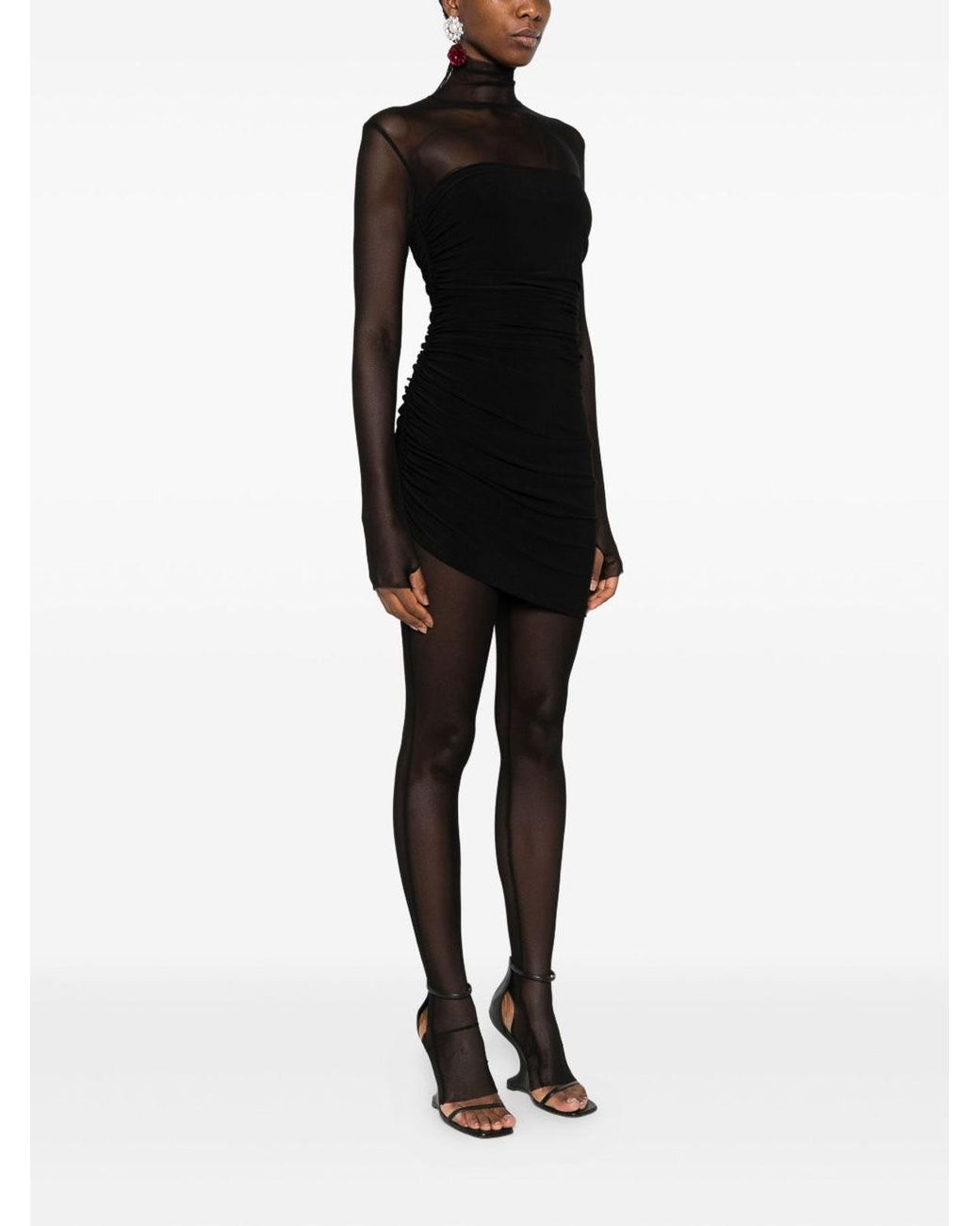 Norma Kamali Black Ruched Mini Dress