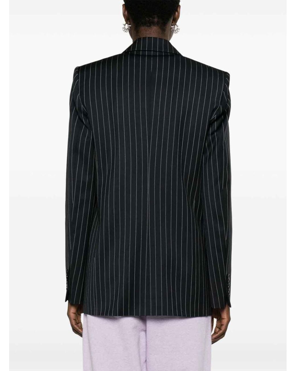 MSGM Black Pinstriped Jacket