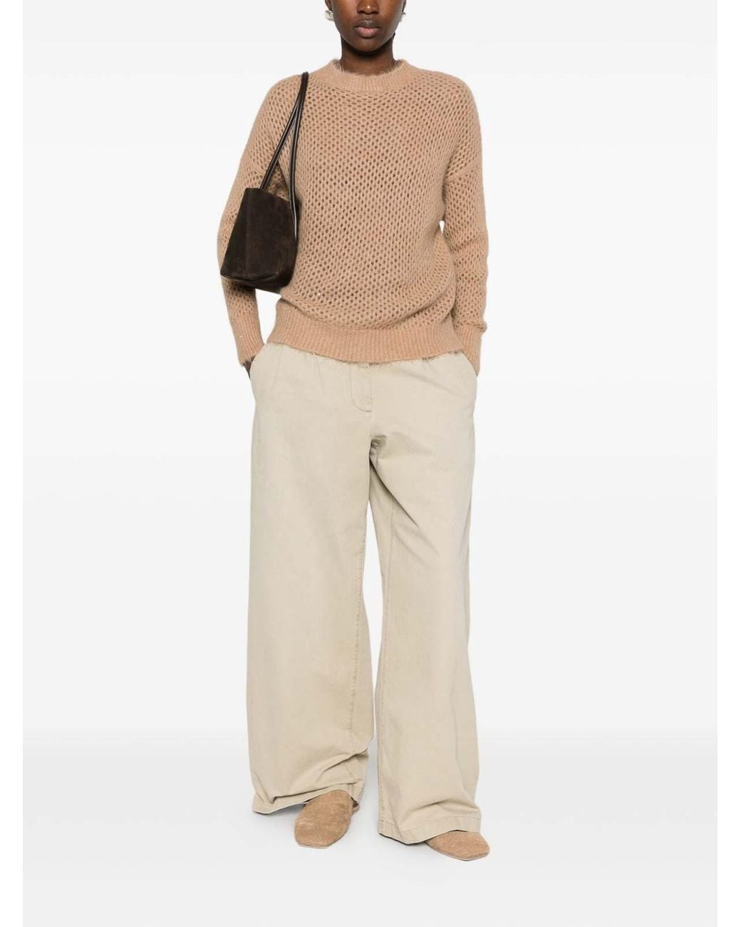 Antonelli Natural Camel-Colored Open-Knit Sweater