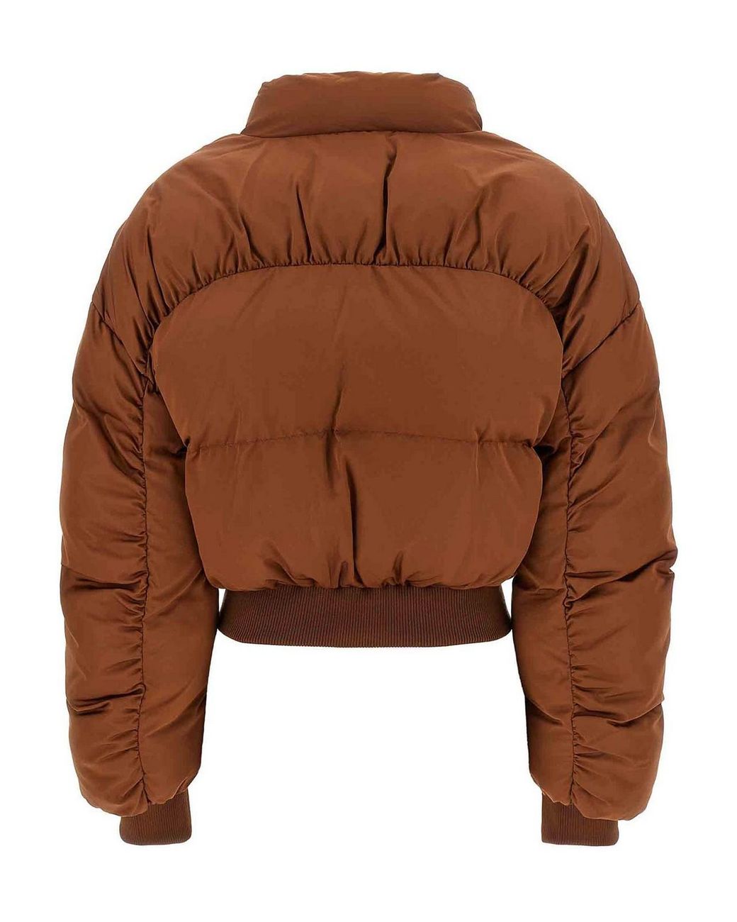 Elisabetta Franchi Brown Down Jacket With Curled Sleeves