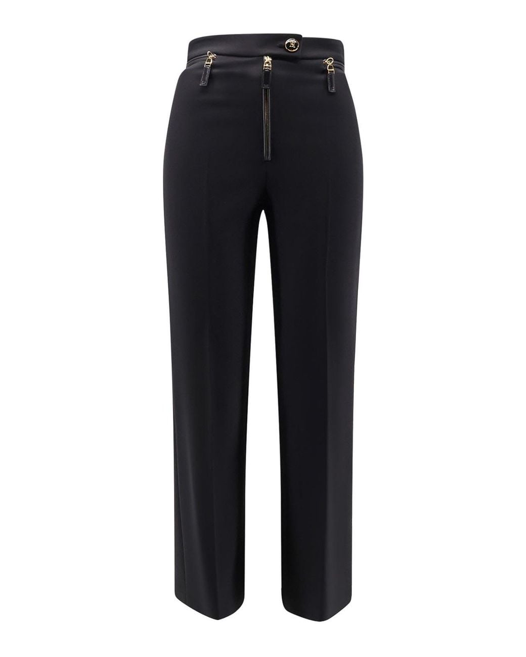 Elisabetta Franchi Blue Logato Button Trousers