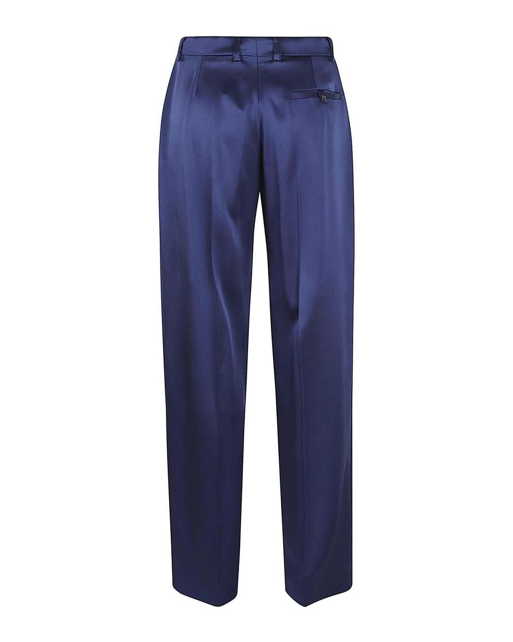 Stella McCartney Blue Satin Dropped Waist Straight Wide Leg