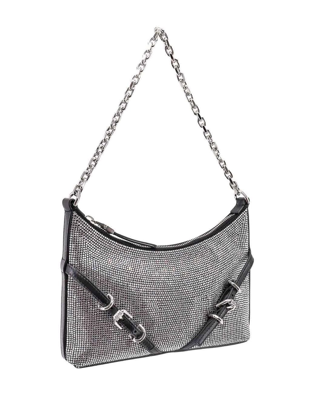 Givenchy Gray Shoulder Bag With All-Over Rhinestones