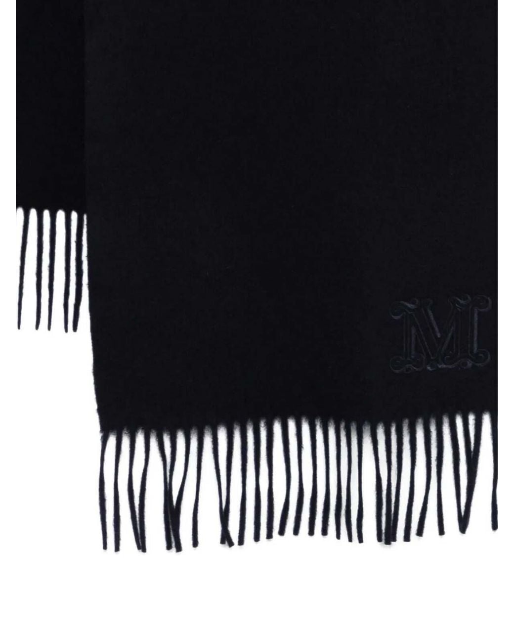 Max Mara Black Monogram Embroidered Cashmere Stole