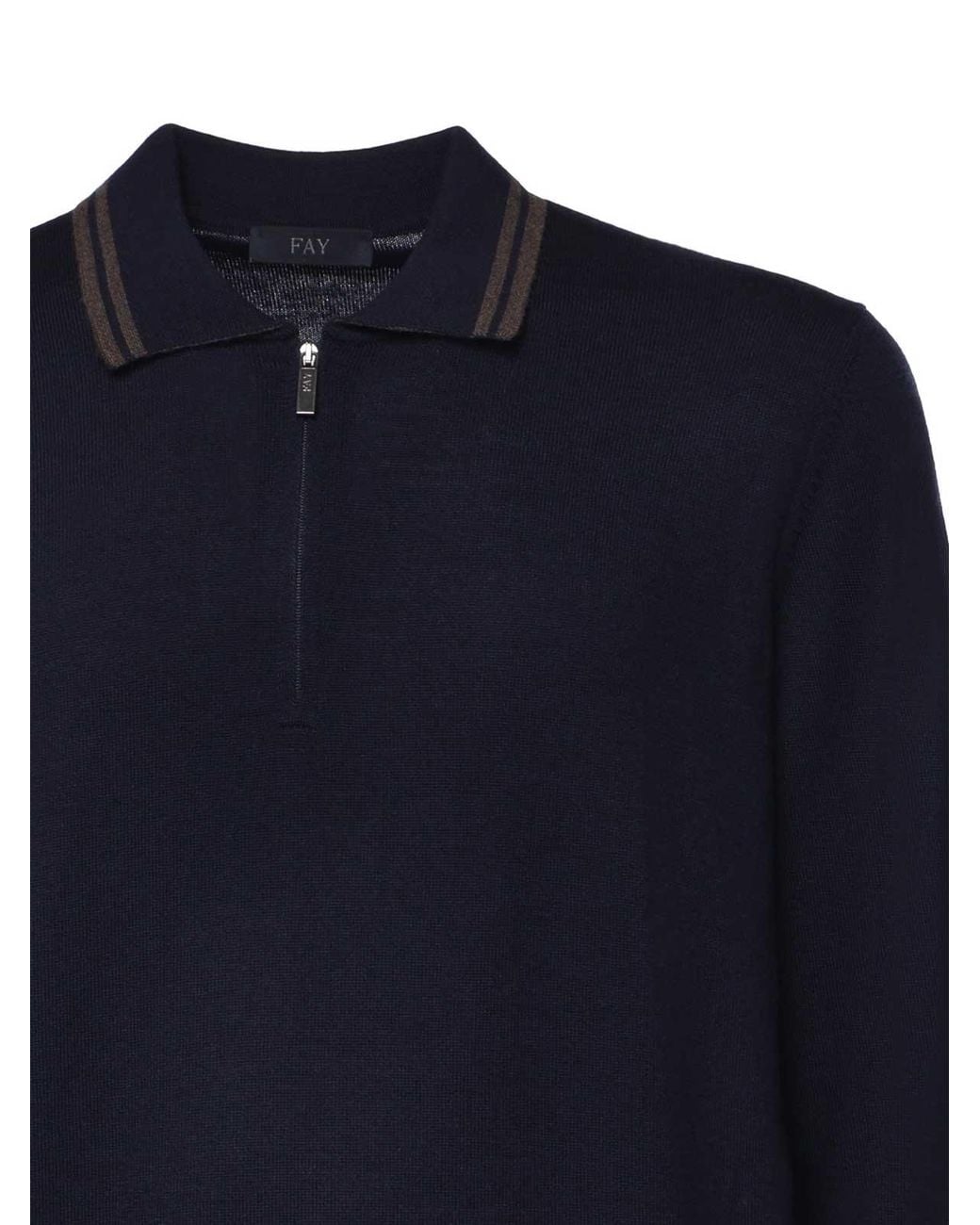 Fay Blue Wool Polo for men