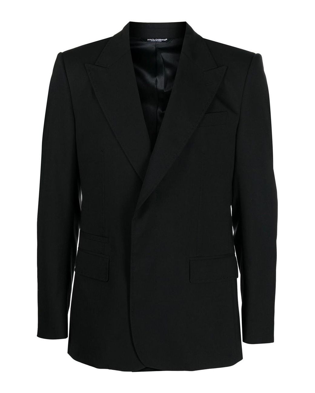 Dolce & Gabbana Black Single-Breasted Wool Blazer With Peak Lapels for men