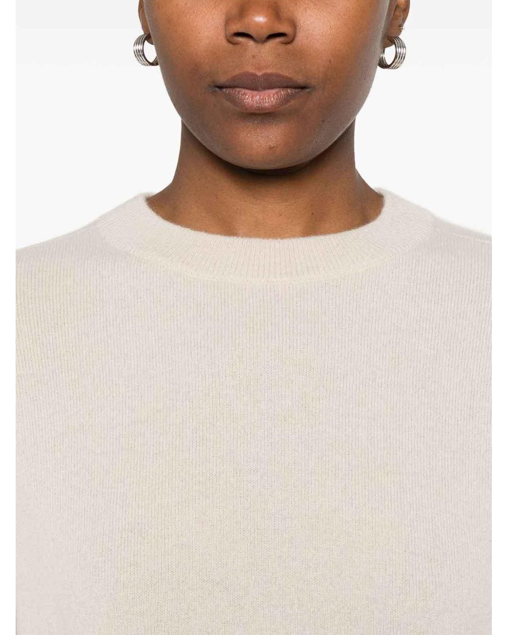 Soft Goat White Trousers And Sweater Cashmere Set