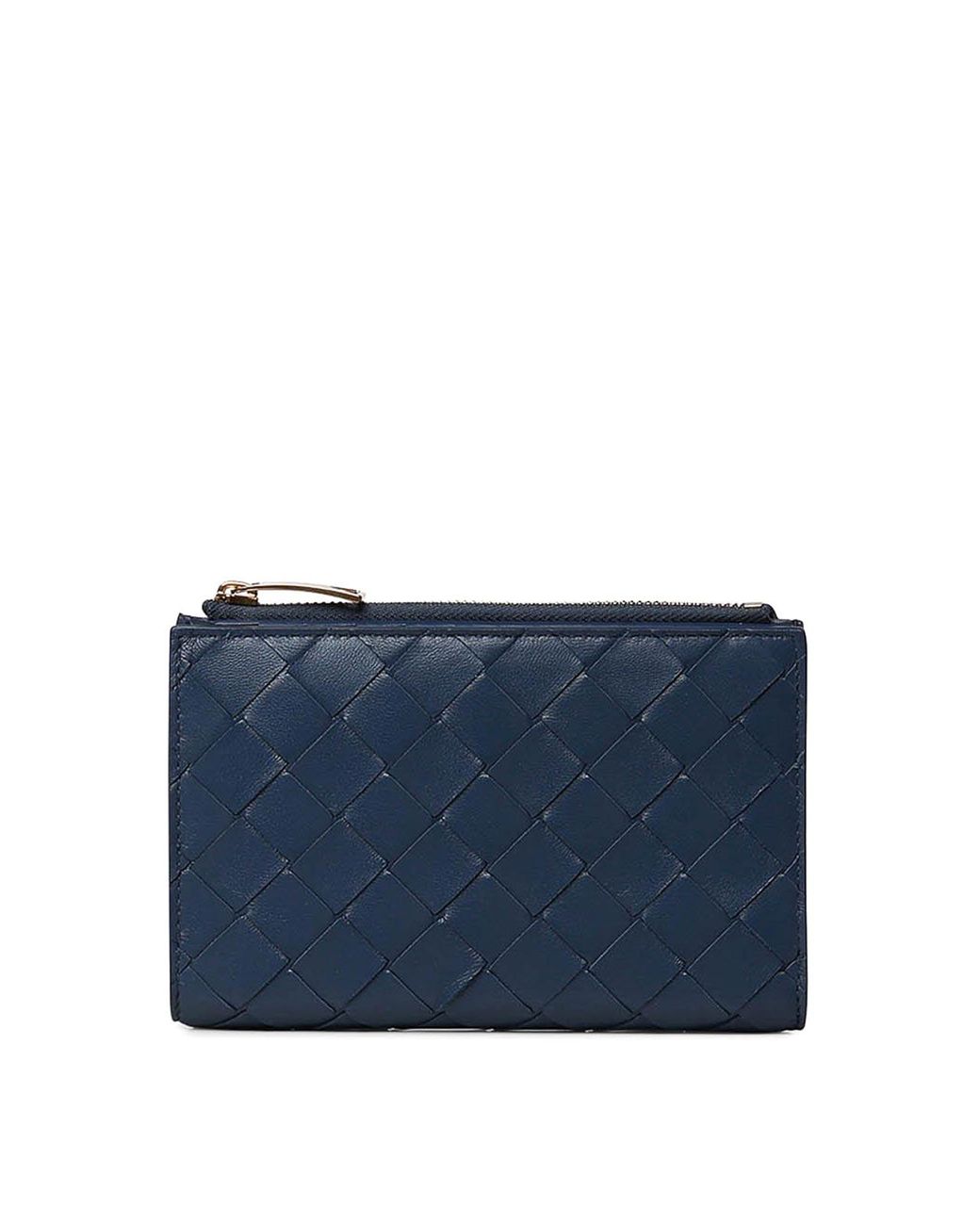 Bottega Veneta Blue Medium Intrecciato Bi-Fold Wallet