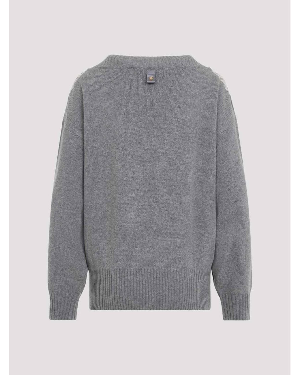 Alberta Ferretti Gray V Neck Sweater