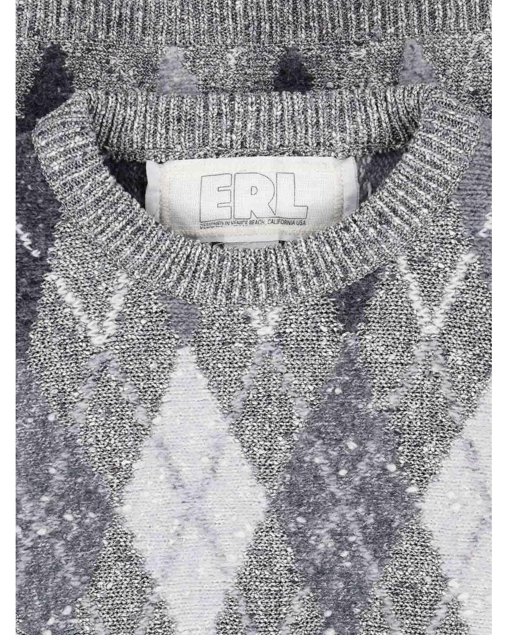 ERL Gray Argyle Sweater for men