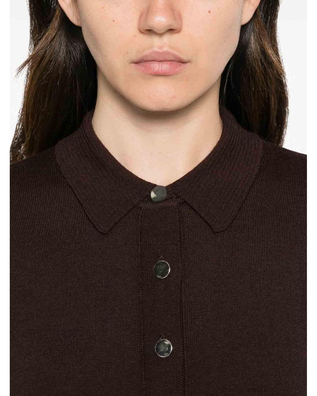 Alpha Studio Brown Wool Polo-Style Cadignan