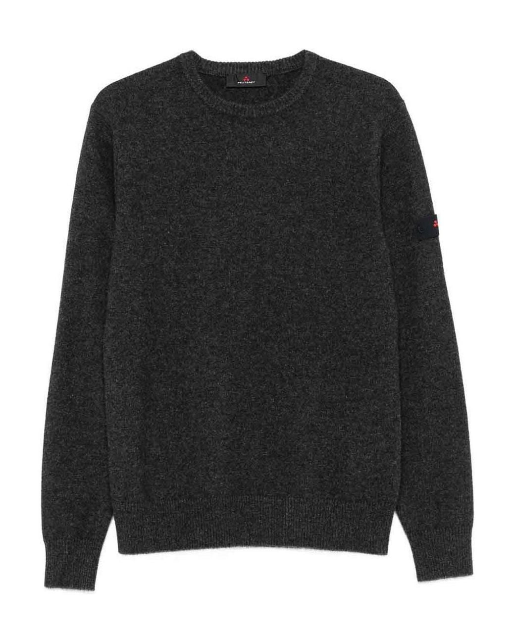 Peuterey Black Textured Knit Sweater With Crew Neckline for men