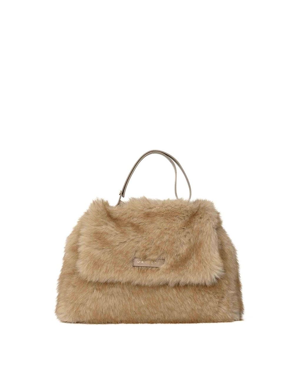 Orciani Natural Sveva Furry Midi Shoulder Bag