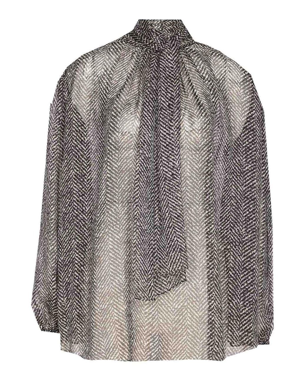 Dolce & Gabbana Gray Silk Chiffon Blouse