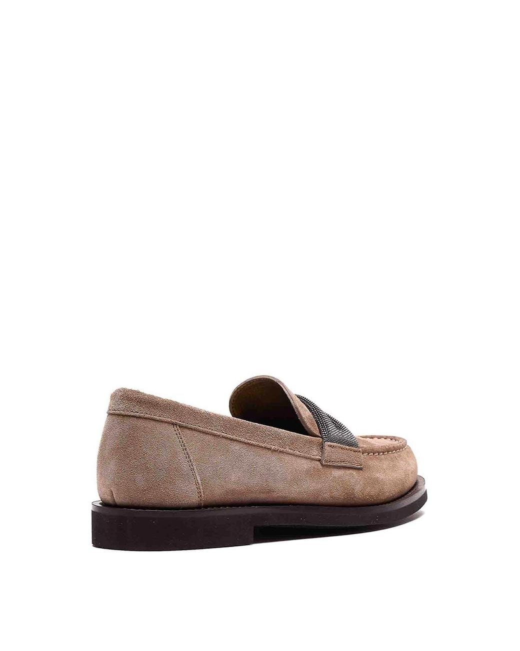 Brunello Cucinelli Brown Suede Loafers
