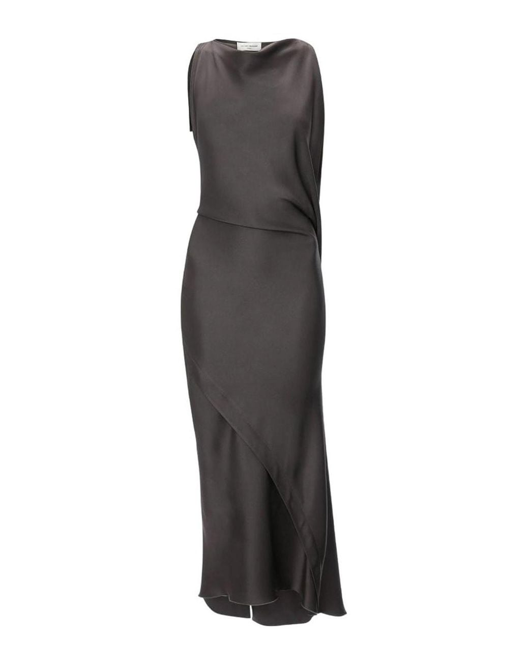 Victoria Beckham Brown Kyra Satin Crepe Midi Dress