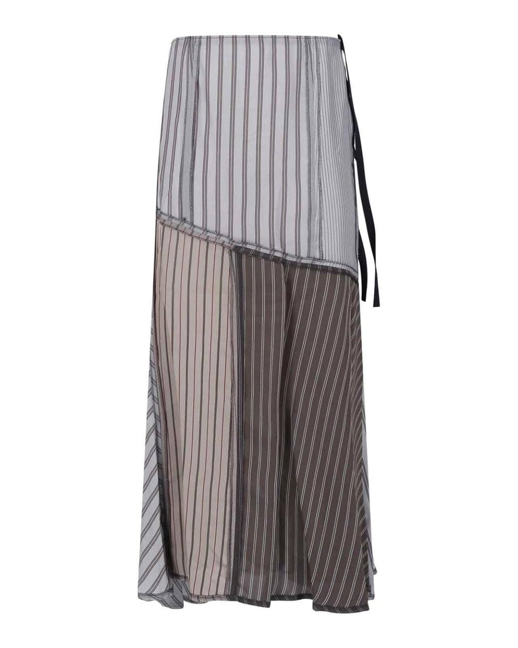 Maison Margiela Gray Patchwork Midi Skirt