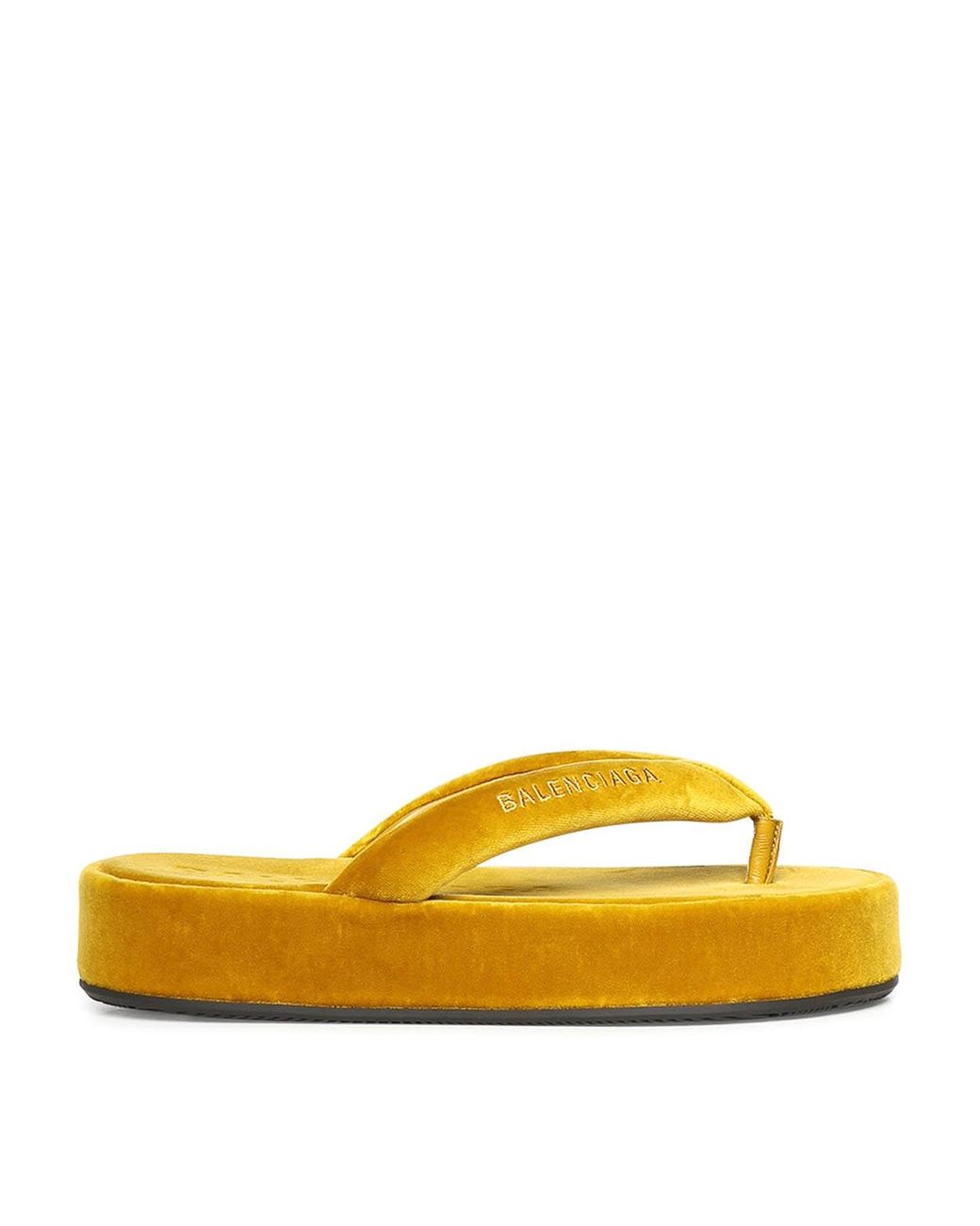 Balenciaga Yellow Jet Lag Velvet Flip-Flops