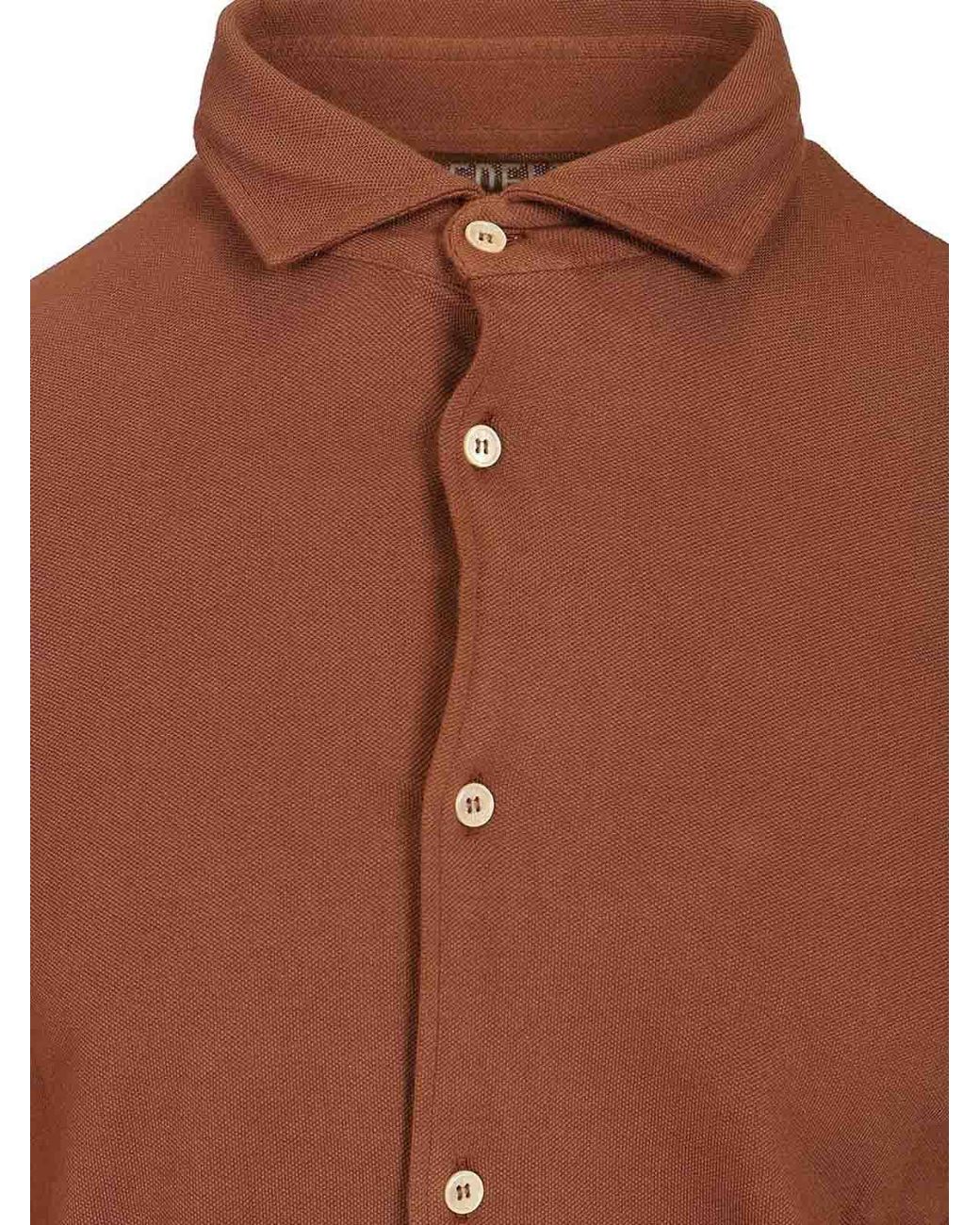 Fedeli Brown Long-Sleeved Shirt for men