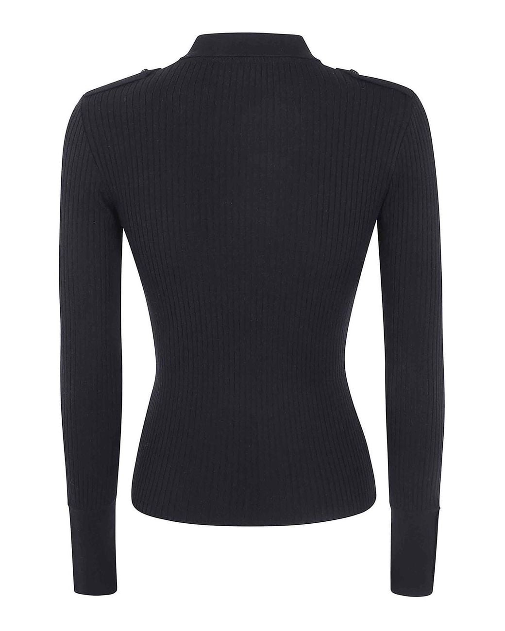 Courreges Blue Rib Knit Ls Polo Sweater