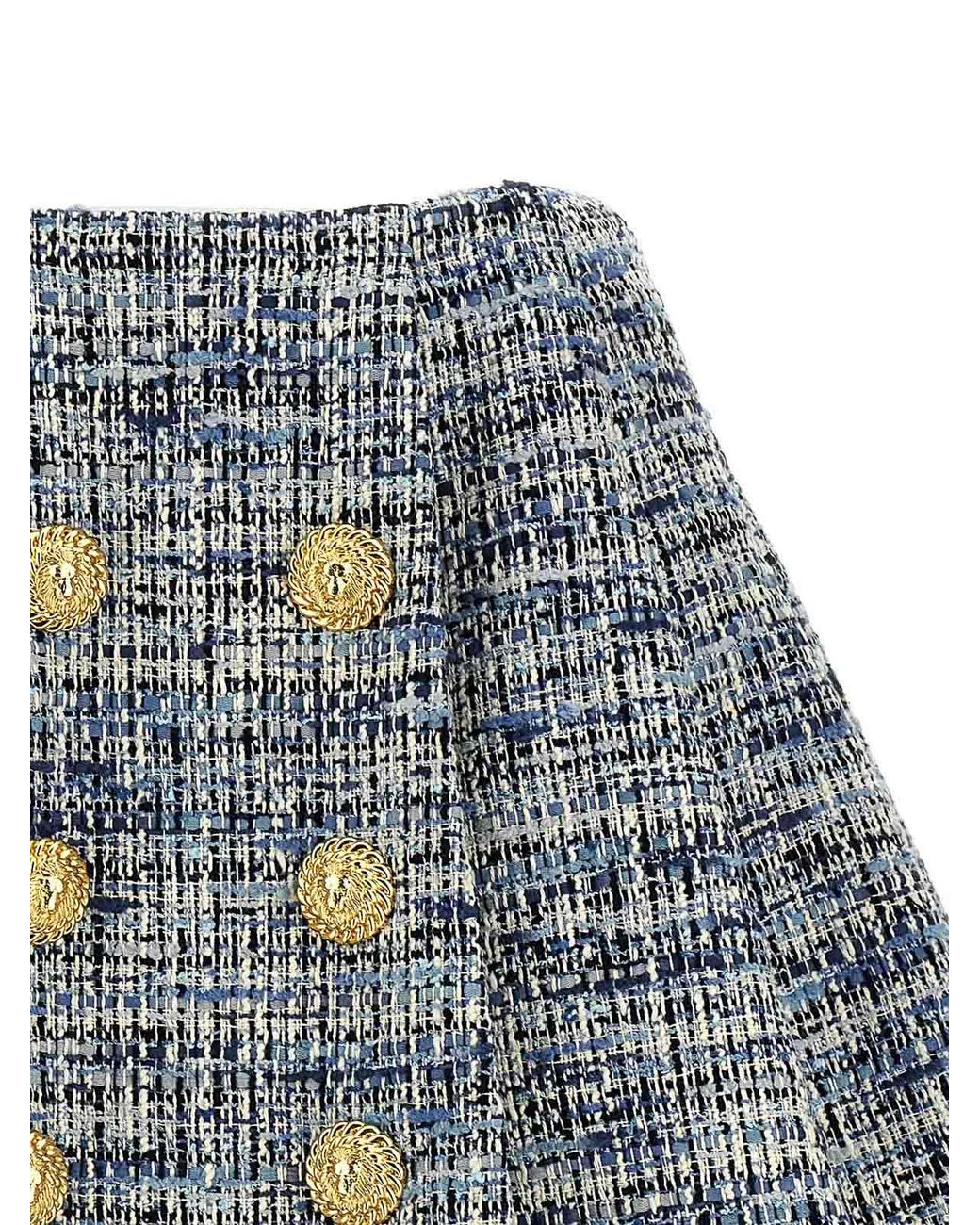 Balmain Blue Tweed Skirt