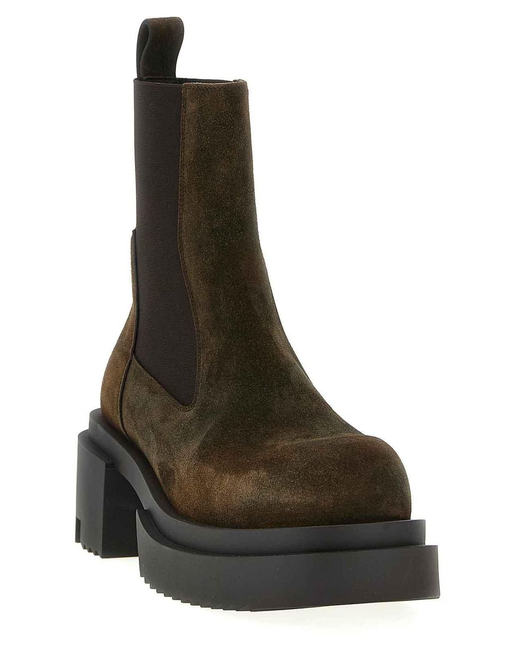 Rick Owens Brown Beatle Bogun Ankle Boots