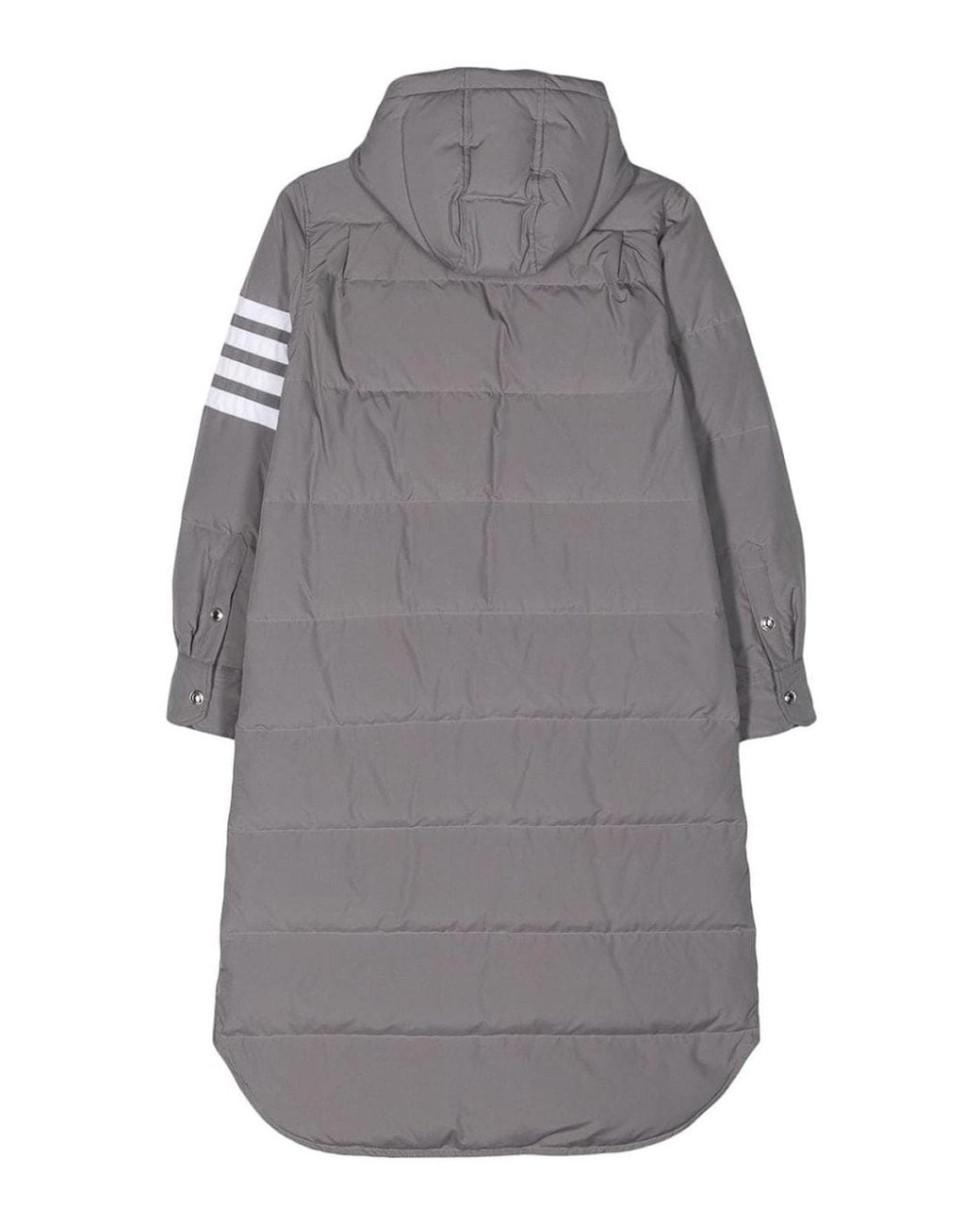 Thom Browne Gray Side-Stripe-Detail Padded Coat