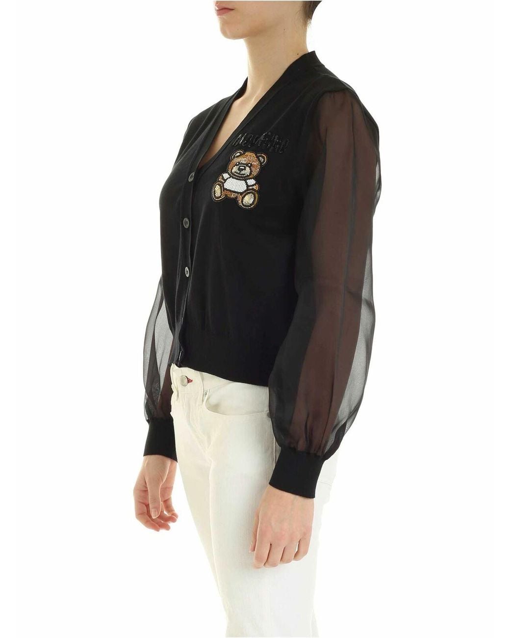 Moschino Black Teddy Embroidery Cardigan