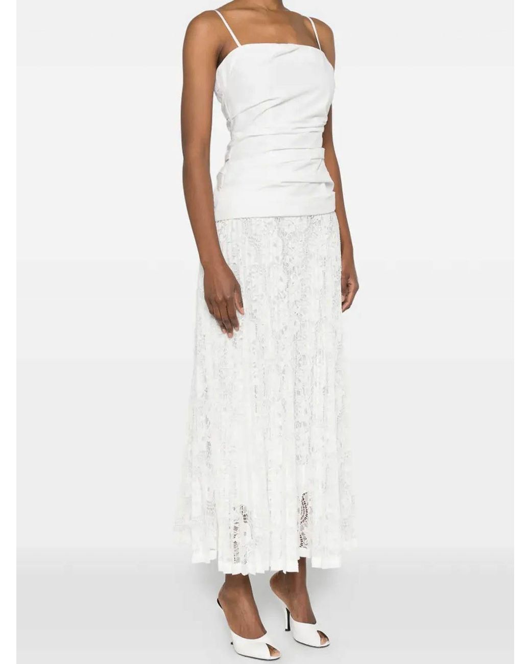 Jonathan Simkhai White Cotton And Lace Midi Dress