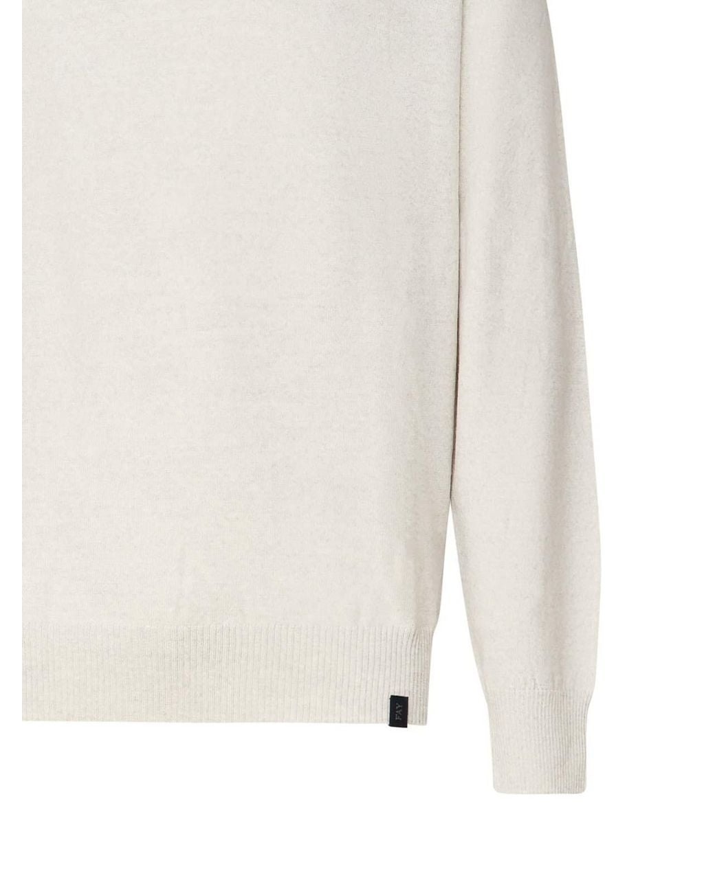 Fay White Wool Turtleneck Sweater for men